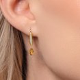 thumbnail image 3 of Gem Stone King 10K Yellow Gold Orange Red Madeira Citrine and Lab Grown Diamond Dangle Earrings for Women | 0.90 Cttw | Gemstone November Birthstone | Oval 6X4MM, 3 of 6