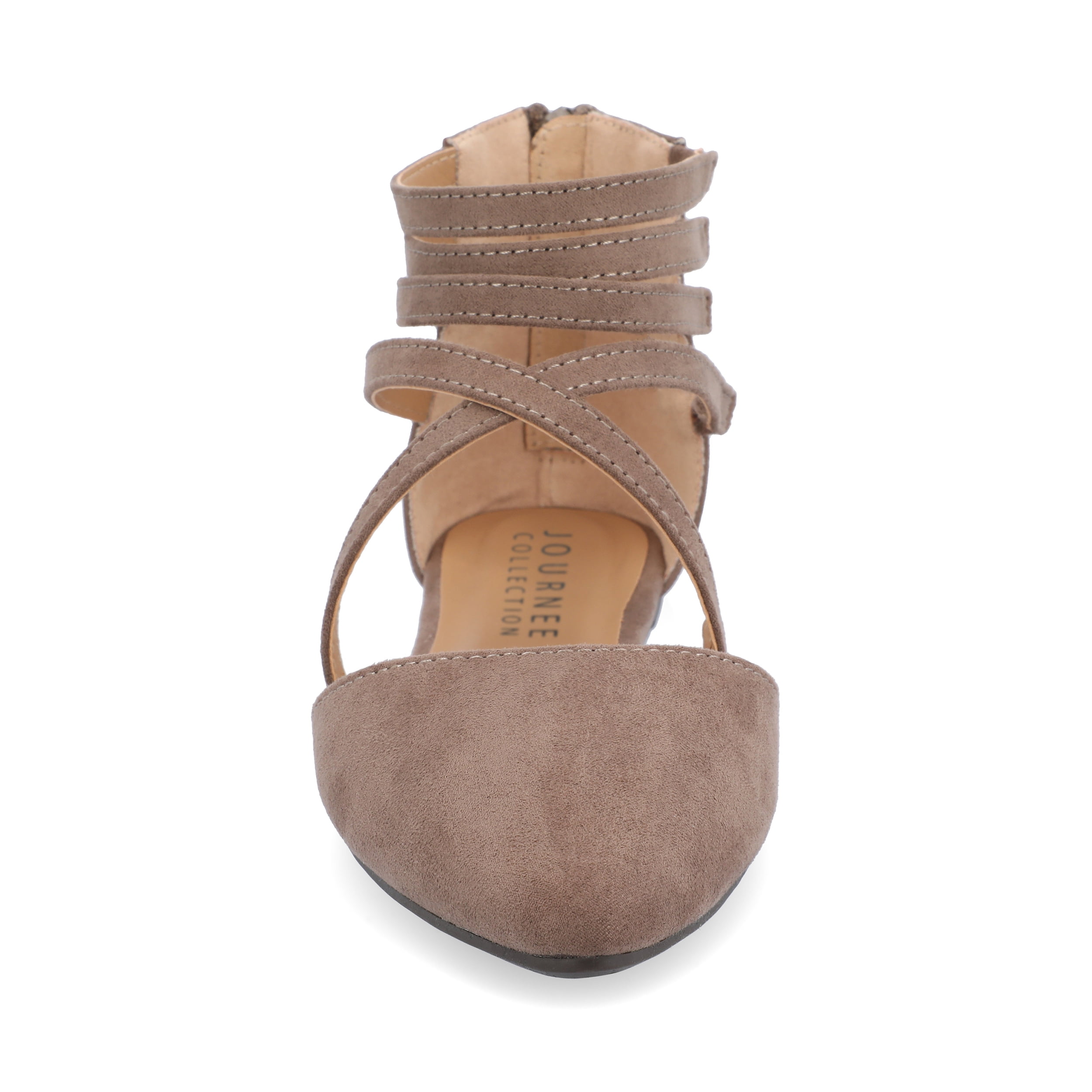 Journee Womens Marlee Back Heel Zip Pointed Toe Cage Flats