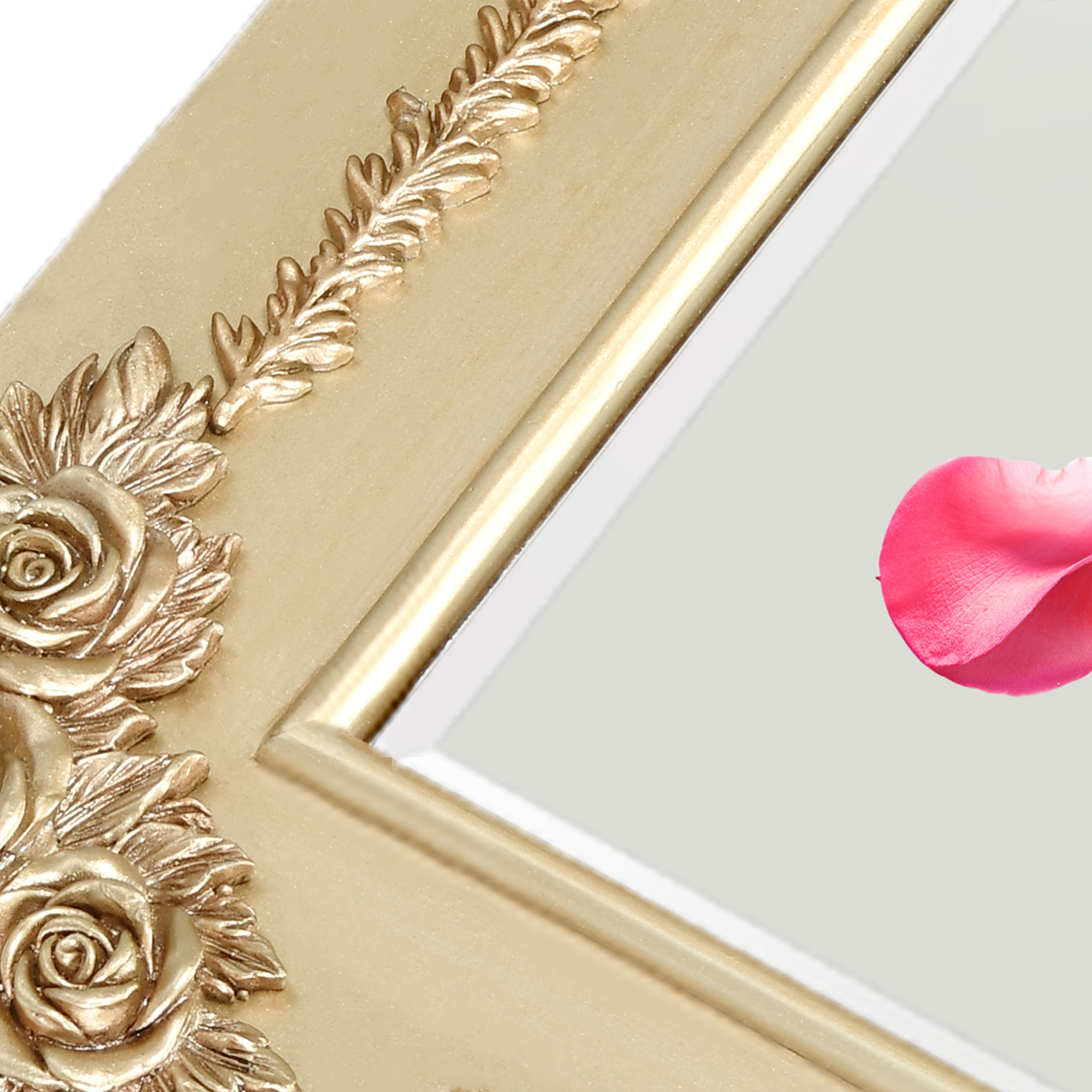 Dextrus 47"x18" Wall Mirror with Rectangular Wood Frame, Vintage Mirror, French Vanity Mirrors for Wall for Bathroom, Bedroom, Living Room, Gold