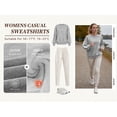 thumbnail image 3 of TEMOFON Womens Sweatshirts Long Sleeve Shirts for Fall Tops Crew Neck Winter Clothes Fleece Lined Loose Fitting Tops for Women Light Grey 2XL, 3 of 9