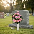 thumbnail image 3 of Artificial Cemetery Flowers with Vase Spike, Assorted Colors Peony Bouquet, UV Resistant Memorial Grave Decorations, All-Weather Outdoor Headstone Decor, 3 of 6