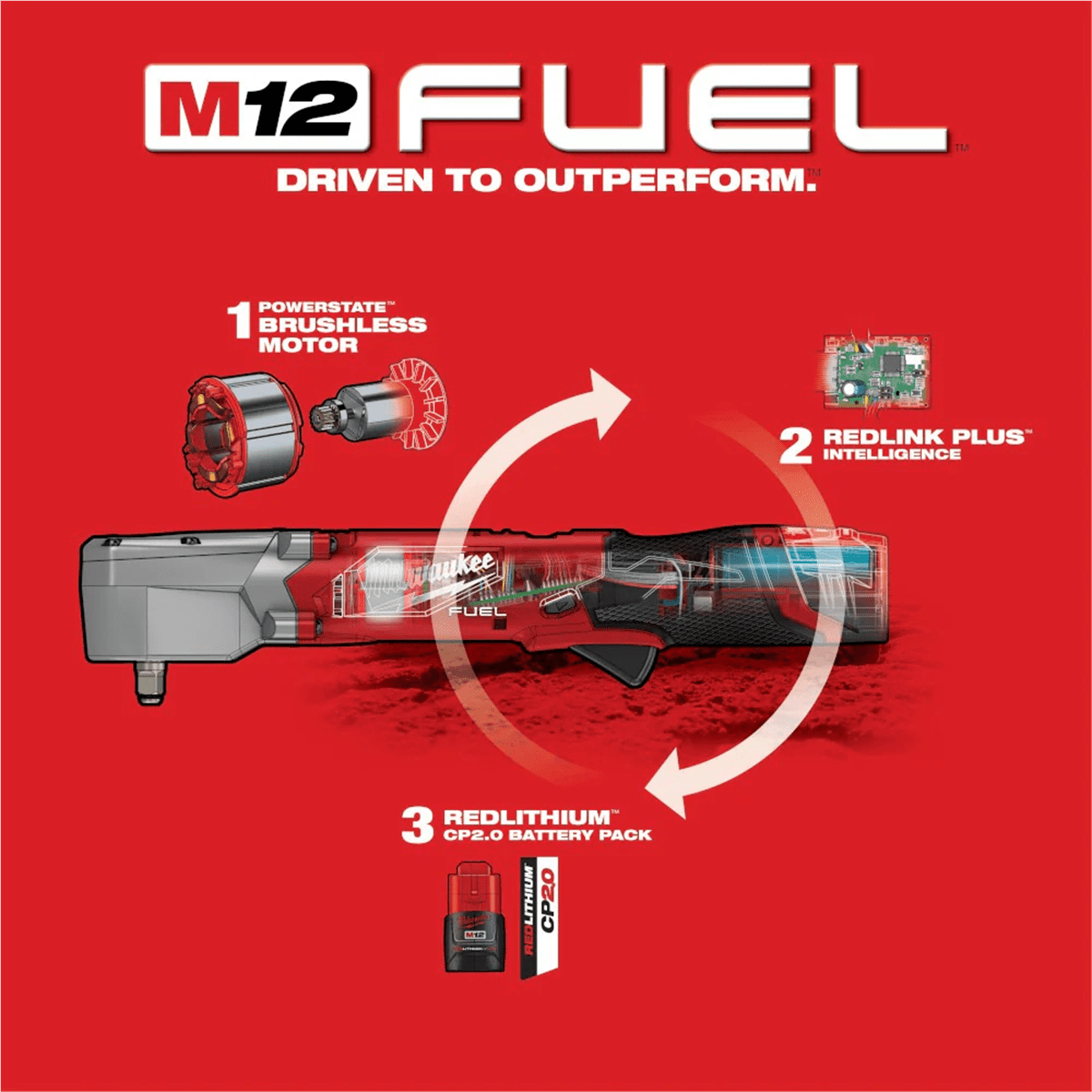 Milwaukee 2564-22 M12 FUEL 3/8" Right Angle Impact Wrench Dual Drive