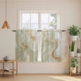 thumbnail image 3 of Sage Green Marble Kitchen Curtains, Contemporary Abstract Fluid Art Light Filtering Window Curtain Panels, 2Pcs Rod Pocket Window Treatments Set for Study Room Bathroom Bedroom 52x54 Inches, 3 of 9