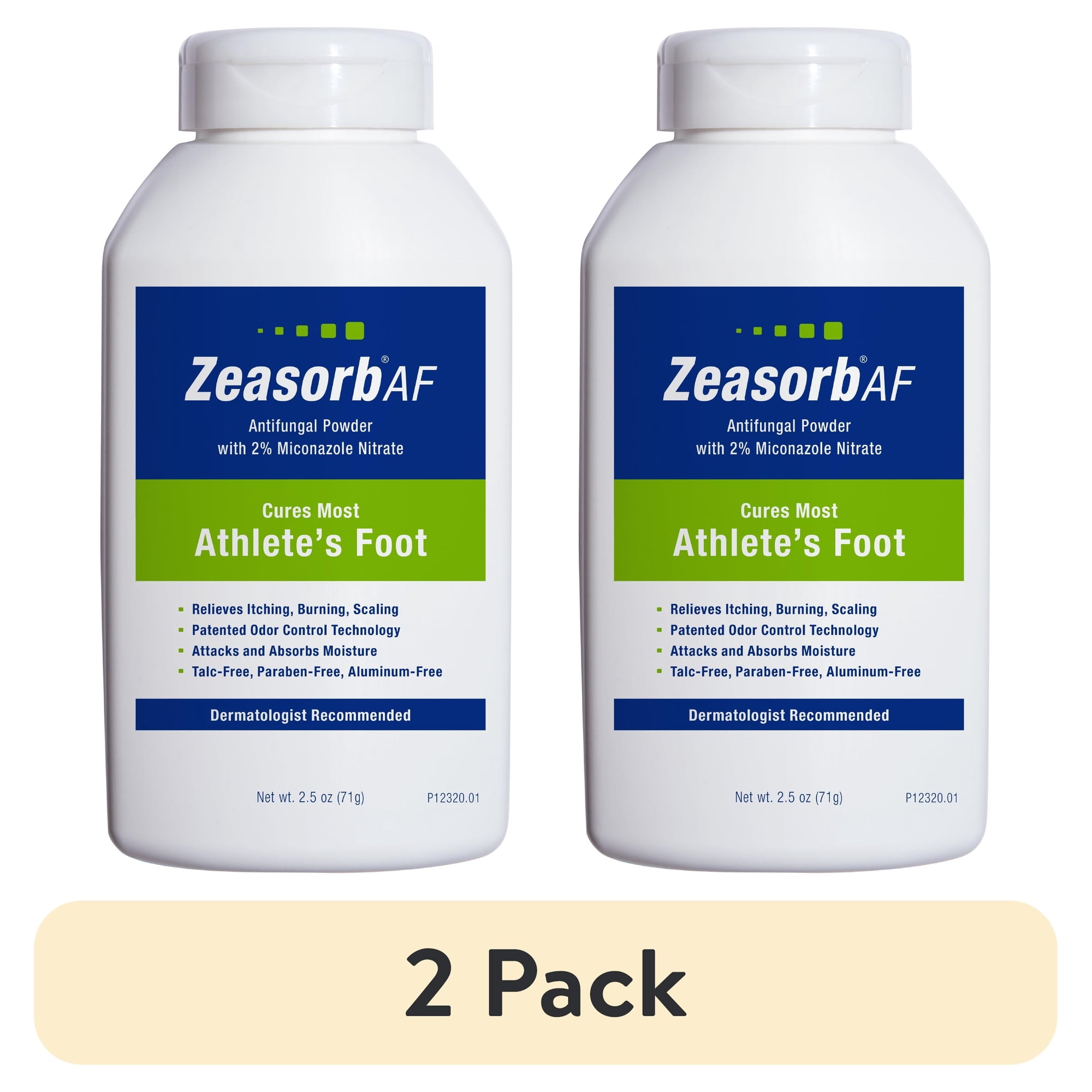 (2 pack) Zeasorb Super Absorbent Foot & Body Powder with Odor Control, 2.5oz