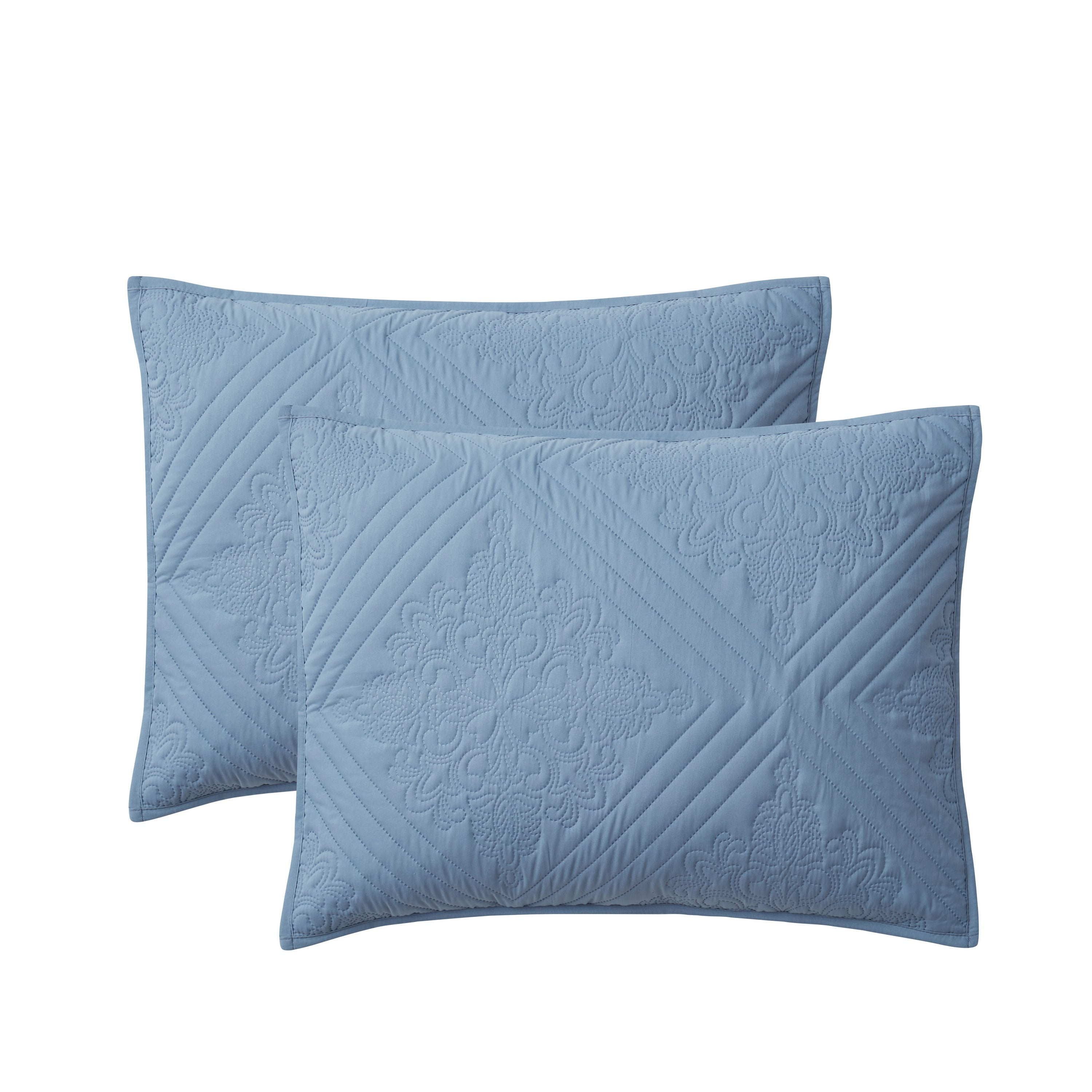 VCNY Home Valore 8-Piece Blue Medallion Coordinating Comforter and Quilt Set, King, Adult, Unisex