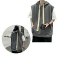 thumbnail image 4 of Trosgynnu Men Sleeveless Sweatshirt Loose Fit Pure Color Casual Men Pullover Hoodie with Pocket for Spring Summer Gray XL, 4 of 8