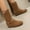 #346-Yellow, variant on Women's Mid-Calf Boots Suede Round Toe Wedge Heel with Hidden Lift & Belt Buckle - Fashionable Casual Versatile Trendy Knee-High Boots for Everyday Outfits