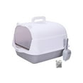 thumbnail image 4 of Caja de arena para gatos con capucha, caja de arena para gatos completamente cerrada con puerta delantera, caja de arena para gatos, contenedor de are Gris, 4 of 8