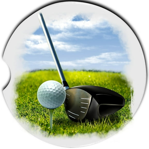 Golf Car Coaster, Absorbent Stoneware Car Cup Holder Coaster, Set of 2