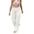thumbnail image 1 of Txlixc Pantalones Largos Sueltos de Verano para Mujer, Pantalones de Pierna Ancha de Playa Fruncidos de Cintura Alta de Color Sólido Estilo Ocio con Bolsillo para Mujer Txlixc Estilo de ocio, 1 of 9