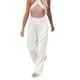thumbnail image 1 of Txlixc Pantalones Largos Sueltos de Verano para Mujer, Pantalones de Pierna Ancha de Playa Fruncidos de Cintura Alta de Color Sólido Estilo Ocio con Bolsillo para Mujer Txlixc Estilo de ocio, 1 of 9