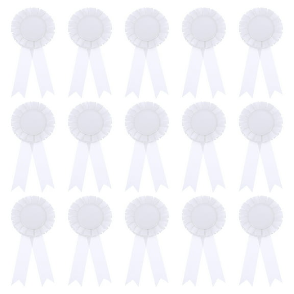 Uxcell 15Pcs Blank Award Ribbon, 6" x 3" Honorable Participation Badge Ribbons for Sports Events, White