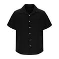 thumbnail image 4 of Mens Shirts Plus Size under $5 Lapel Collar Short Sleeve Button-Up Shirt Trendy Shirt Black XXL, 4 of 5