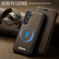 thumbnail image 2 of ELEHOLD Magnetic Detachable Wallet Case for Samsung Galaxy S25, Shockproof Faux Leather Stand RFID Card Slots Detachable Mag-Safe Magnetic Case Cover,Removable Back Shell,Coffee, 2 of 8