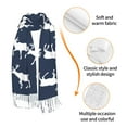 thumbnail image 3 of Shawl Wraps for Women - Aesthetic reindeer moose navyblue Oversized Fall Winter Fashion Blanket Scarf for Women, 3 of 6