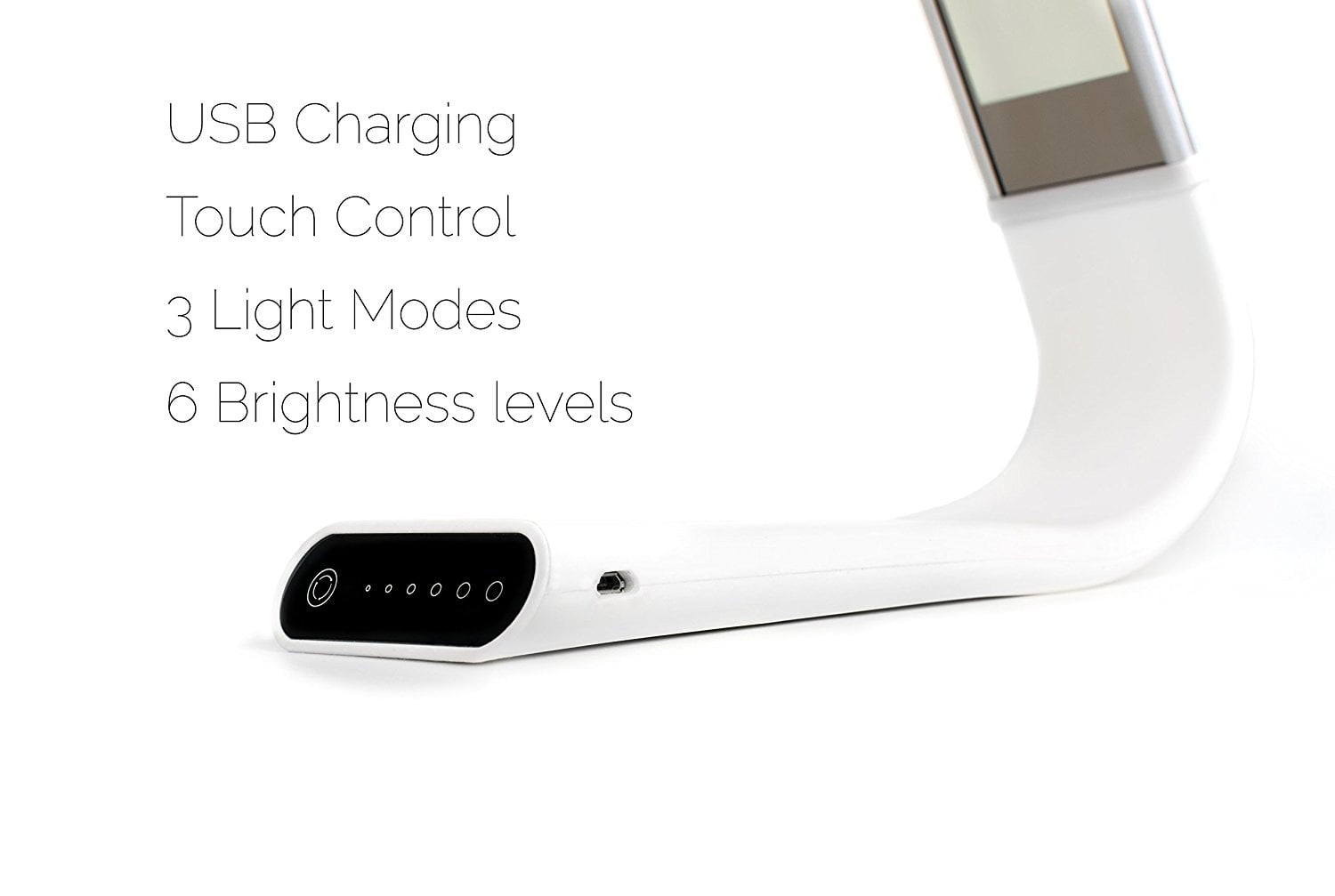 USB Rechargeable Silver Luxe Lamp Touch Control Luxe Cordless Eye Friendly LED Desk Lamp 6 Brightness Levels 3 Light Modes up To 40 Hours of Continuous Light 360 Adjustable Modern Design Portable