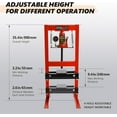 thumbnail image 2 of 6-Ton Hydraulic Shop Press, H-Frame Floor Press with Pressure Gauge & Built-in Relief Valve, Adjustable Work Table for Bending, Straightening, Stamping & Bearing Installation, 2 of 6