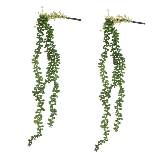 GUOOL 2 Pieces Artificial Hanging Plants - Fake Succulents - String of Pearls Flower -