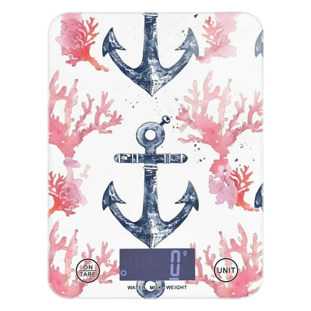 

Digital Kitchen Food Scale Weight Grams Oz for Baking Cooking Coffee 11lb 0.05oz/1g Glass Anchor and Coral