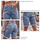 thumbnail image 5 of Pantalones cortos de mezclilla para mujer Pierna recta Cintura media Hasta la rodilla Cómodo para viajes de verano Azul M, 5 of 6