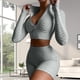 thumbnail image 1 of de entrenamiento, Conjuntos de leggings de yoga de cinturo , Conjunto deportivo para mujer, Ropa de gimnasio, cremallera frontal - gris, METRO Yinane Traje de entrenamiento, 1 of 8