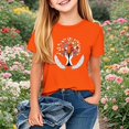 thumbnail image 2 of FamilyThread Kids Girls Short Sleeve Solid Summer Tops Fashionable Short Sleeve Cute Graphics T-Shirt Casual Daily Shirt For 2-12Y, 2 of 3