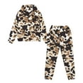 thumbnail image 4 of Uorisanigo Kids Sweat Suit Set, 2-Piece Graphic Printed Brown Cow Print Pullover Sweatshirt Cargo Sweatpants for Boys Girls, Hoodie & Athletic Jogger Pants Outfit, 4 of 7