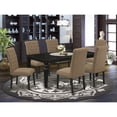 thumbnail image 3 of LGBR7-BLK-17 7Pc Dinette Set Includes a Rectangular Kitchen Table with Butterfly Leaf and Six Parson Chairs with Light Sable Fabric, Black Finish, 3 of 3
