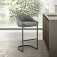 thumbnail image 3 of Armen Living Atherik 24" Metal & Faux Leather Counter Stool in Black/Gray, 3 of 7