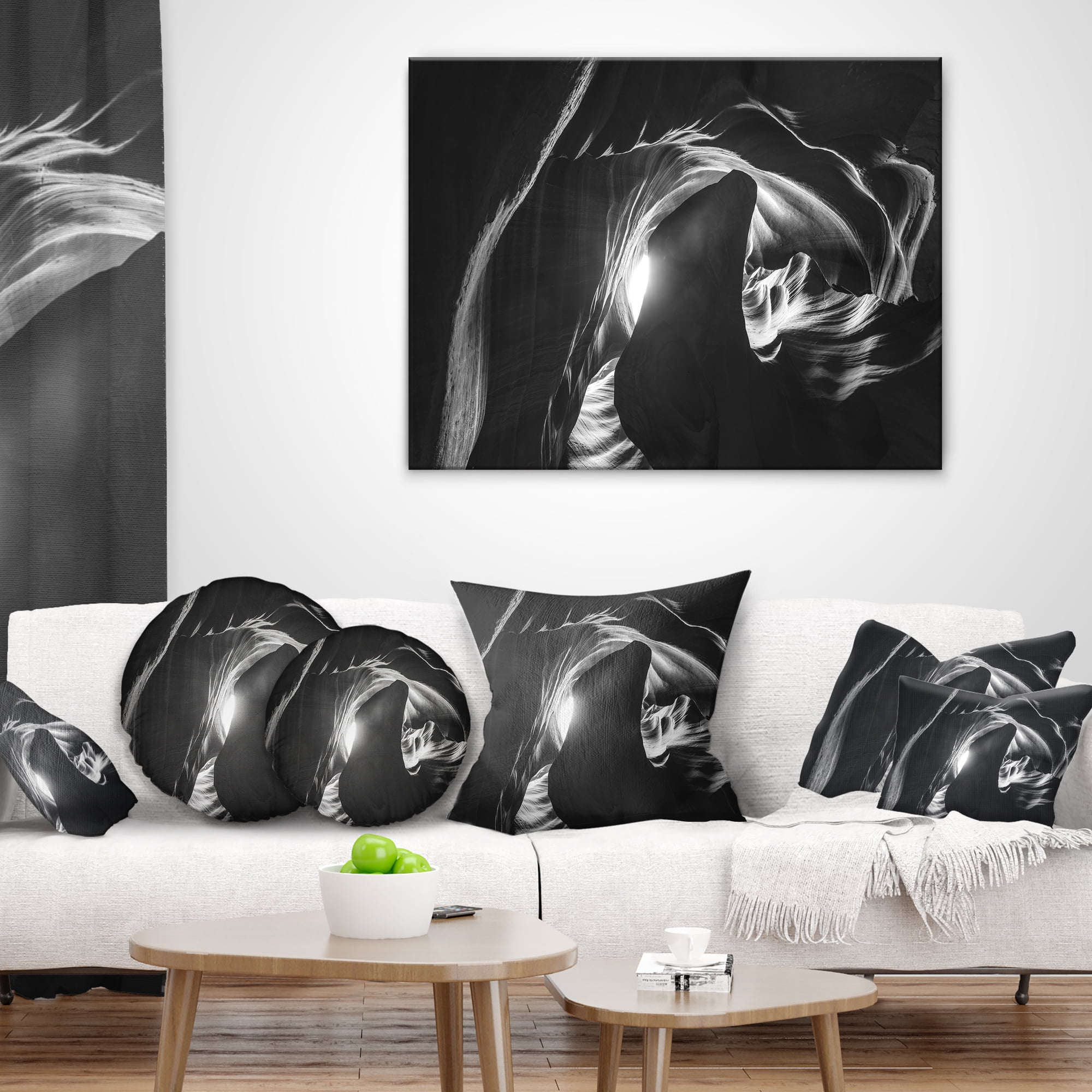 Designart Antelope Canyon in Navajo - Landscape Photography Throw Pillow - 12x20