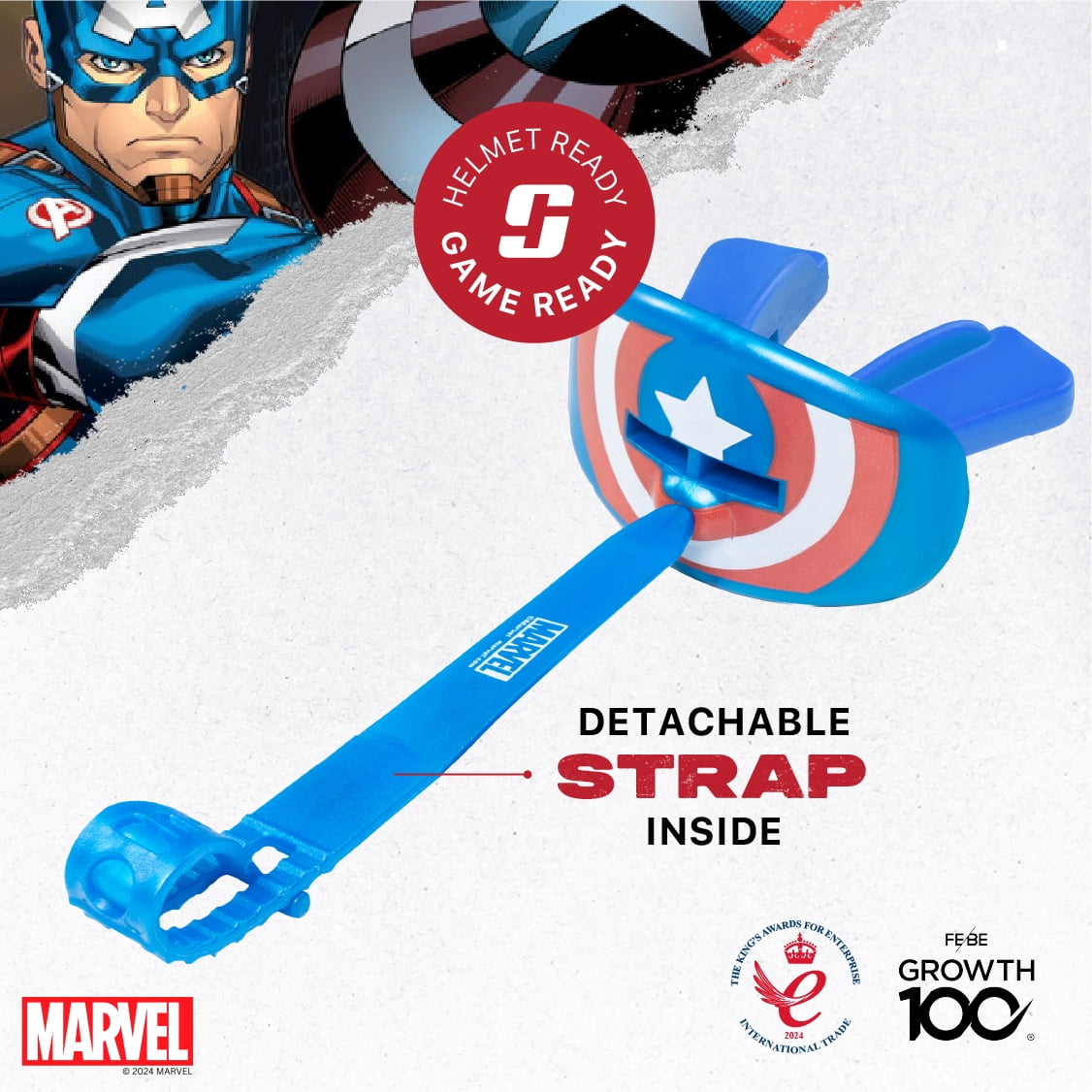 Captain America Lip Guard, Football Mouth Guard with Detachable Strap