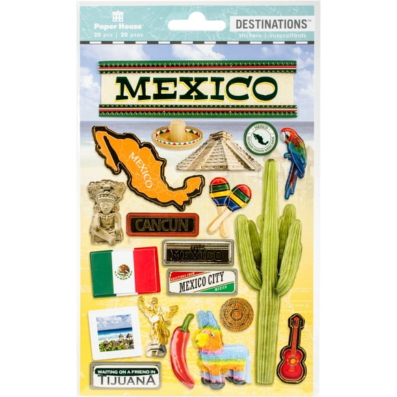 Paper House 2-D Stickers 7.5"X4.5"-Travel Mexico