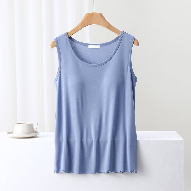 Blusa de pijama de manga corta para mujer, lisa, informal, a la moda, con cuello redondo, sin mangas, para dormir, pijamas para mujer