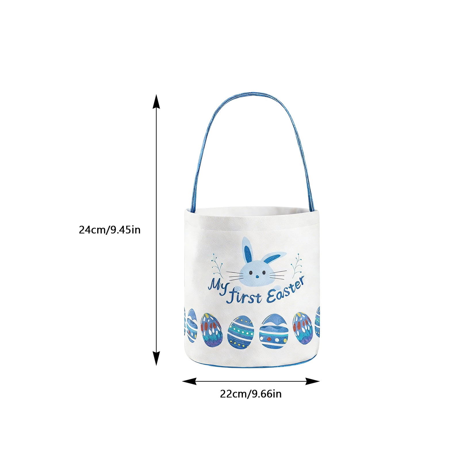 6Pcs Easter Bunny Basket Egg Buckets, Cute Canvas Cotton Tote Bags Egg Hunt Basket for Easter Party Gifts, 9.45x9.66Inch