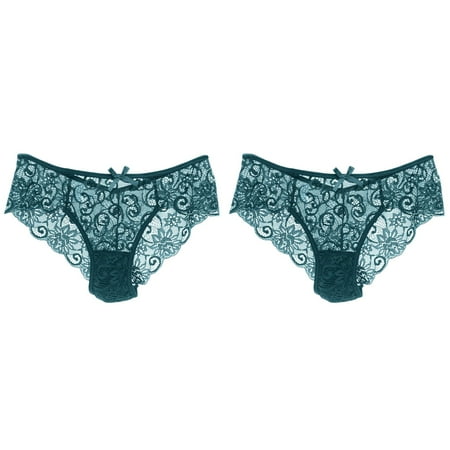 Wijhcboe 2 Pack Women Underwear for Women High Waist Sexy Panties Lace Cutout Athletic Underwear Women Thong Hollow Waist Sexy Panties Cotton Lace Underwear Ladies Cotton Underwear Size 12 Knit Boxe