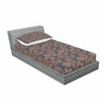 thumbnail image 3 of Ambesonne Ethnic Fitted Sheet & Pillow Sham Set, Oriental Floral Swirl, Queen, Dark Blue Grey Vermilion, 3 of 3