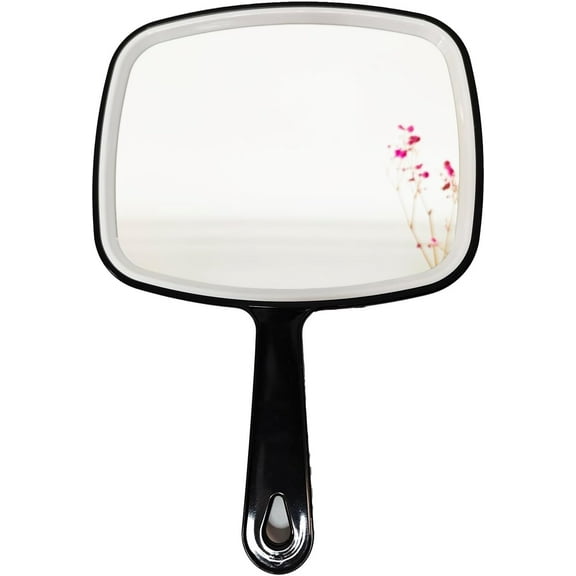 Multi-Purpose Handheld Mirror with Distortion-Free Reflection Salon Barber Hairdressing Mirror Large Wall Mount Hand Mirror with Handle Square Black 31X23cm
