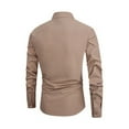 thumbnail image 4 of Domuza Mens Button Down Shirts Long Sleeve Wrinkle-Free Stretch Classic Fit Formal Dress Shirts Business Casual Solid Lapel T Shirt Khaki S, 4 of 5