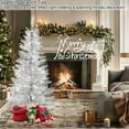 thumbnail image 4 of Mayhihi 4FT Silver Tinsel Artificial Christmas Tree with Lights, Indoor & Outdoor Christmas Tree with 50 Warm White Lights, Xmas Pine Tree for Home Office Party Decor, 4 of 8