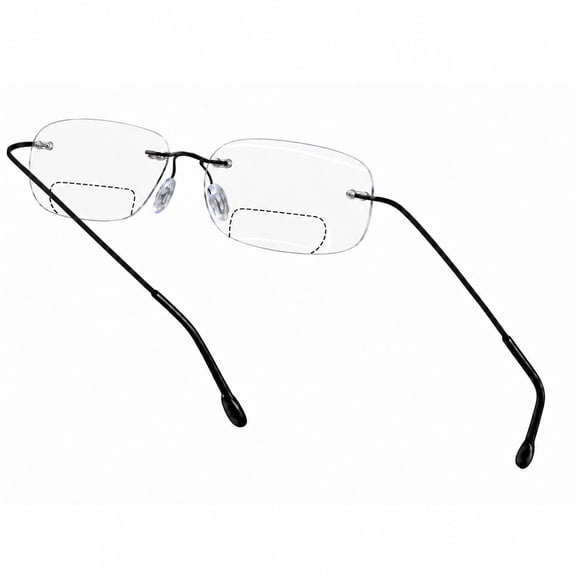 Agstum Rimless Bifocal Reading Glasses for Men and Women, Ultralight Flexible Hingeless Readers, Clear Lens