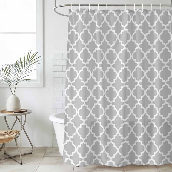 Light Gray Small Stall Shower Curtain, Waterproof Shower Curtains for Bathroom, Minimalist Boho Abstract Ethnic Motifs Washable Fabric Cloth Bath Curtain for Bathtub with Hooks 36x72 Inches