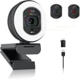 thumbnail image 1 of Angetube 4K Webcam with Light for PC, UHD 4K, TOF Auto , Dual AI Noise-Cancelling Mics, 1080p@60FPS, USB Streaming Webcam w/Privacy Cover for Laptop//Desktop/PC Work w/Zoom/Teams/Google Meet, 1 of 7