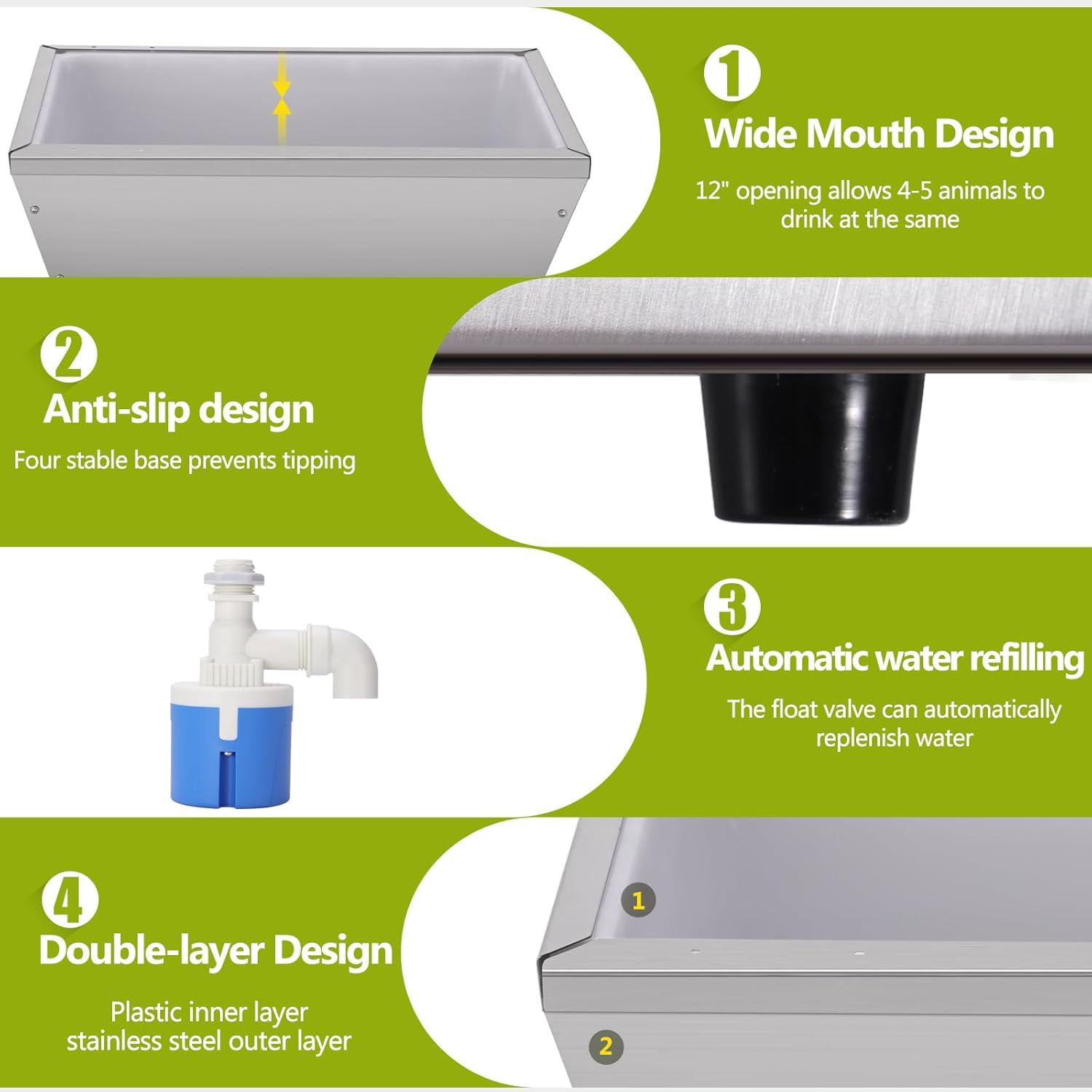 4Gal Automatic Livestock Water Trough for Horse Metal Auto Dog Water Bowl Dispenser for Dogs Large Capacity Self Filling Livestock Waterer Feeder for Dogs Horse Goat Sheep Pet