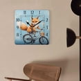 thumbnail image 4 of 14 Inch Wall Clock Battery Operated Square Clock Decorative for Office, Kitchen, Outdoor, Living Room，Cartoon Fox Bicycle Flower Floral Print Design, 4 of 4
