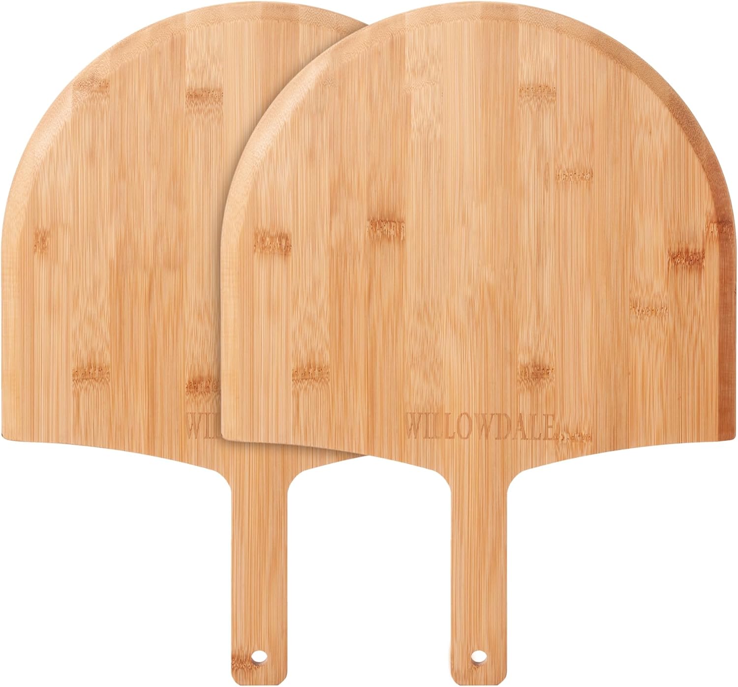 RGHJAR-12 Inch Wood Pizza Peel, 2pcs Kitchen Bamboo Pizza Paddle Spatula, Large Pizza Oven Accessories for Baking with Handle, Wooden Cutting Serving Board for Cheese Bread Pie Fruit Vegetable
