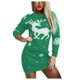 thumbnail image 1 of Robe Chandail de Noël à Col Rond Élan Flocon de Neige pour Femmes, 1 of 2