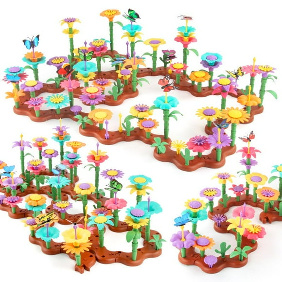 54Pcs Bricolage Fleur Jardin Construction Jouets, Jouet de Tige de Jardin pour les Filles Enfants Assemblant des Jouets