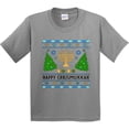 thumbnail image 3 of Inktastic Happy Chrismukkah Sweater Style with Menorah and Trees Youth T-Shirt, 3 of 5