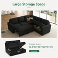 thumbnail image 4 of HONBAY Convertible Linen Upholstered Sectional Sofa Sleeper Pull-Out Sofa Bed with Storage for Living Room Furniture Sets, Velvet Black, 4 of 8