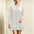thumbnail image 4 of Sheghy Women Fall Collared Long Sleeve Shirt Dress Ruffle Hem Loose Fit, 4 of 6